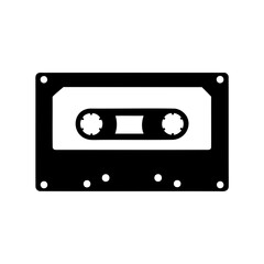 Classic audio cassette tape icon, vintage sound media Vector