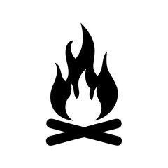 Minimalist campfire fire wood burning flame icon vector Vector