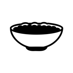 Simple line art icon depicting a bowl filled with a meal Vector