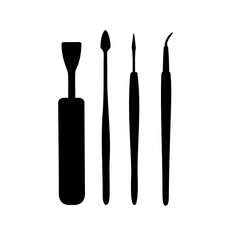 Nail art manicure pedicure tools set silhouette vector Vector