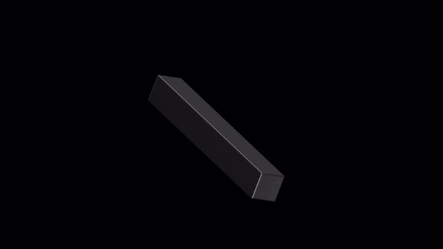 Monochromatic Geometric Rectangular Prism Rotating on Black Background.