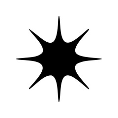 Black eight-pointed starburst shape on white background Vector