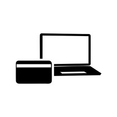 Online shopping and digital payment with laptop icon Vector