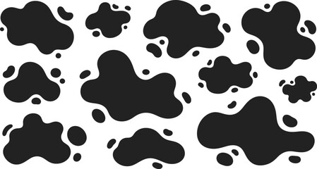 Vector cow pattern seamless background. Black irregular patches on white backdrop. Abstract cows skin texture illustration.