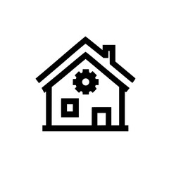 Gear inside house icon illustrating technical settings and configuration in modern housing