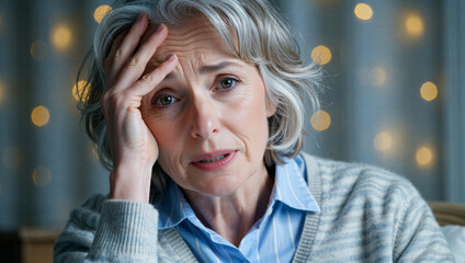 Coping with stress a woman's emotional struggle at home portrait photography warm atmosphere close-up view