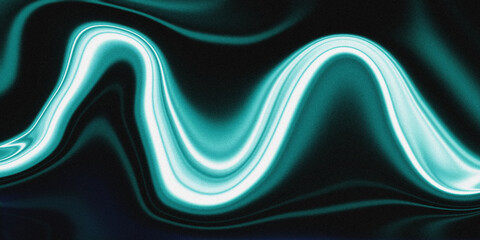 Abstract teal wave of light on dark textured background