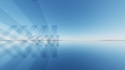 Fototapeta premium Abstract architecture background, geometric glass architectural design, Empty floor for car presentation backdrop, 3d rendering