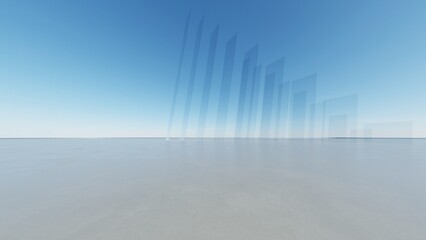 Abstract architecture background, geometric glass architectural design, Empty floor for car presentation backdrop, 3d rendering