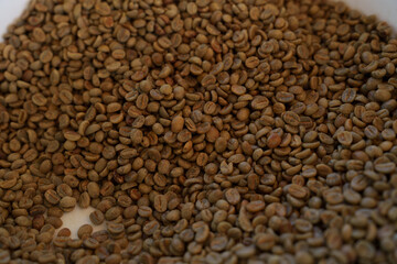Close-up of coffee beans going through the drying and roasting process