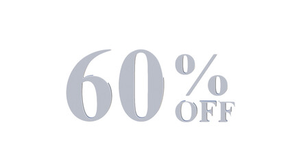 60% OFF Promotional Graphic – 3D Bold Silver Text PNG transparent 