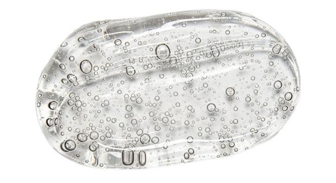 Ultra clear gel smear with micro bubble texture on white