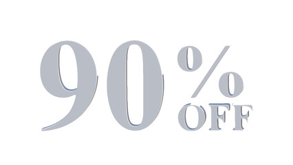 90% OFF Promotional Graphic – 3D Bold Silver Text PNG transparent 