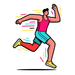 Morning Exercise Icon, Man Running with Dynamic Motion Blur, Fitness, Speed, and Active Lifestyle Vector Illustration
