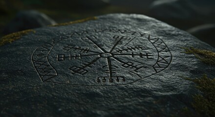Ancient Viking Vegvisir Rune Stone Symbol
