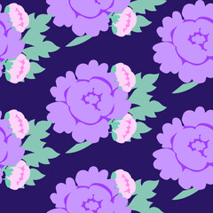 Seamless pattern, Peony, Floral print, Repeat pattern, Botanical, Flower pattern, Textile, Fabric, Wallpaper, Background, Vintage, Elegant, Cottagecore, Nature, Bloom, Blossom, Leaf, Rose, Drawing, Ve
