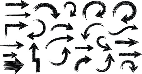 ink brush hand drawn arrows vector collection black sketch directional icons for graphic design and educational use
