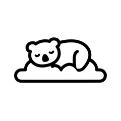 Sleeping koala on cloud icon illustration showing a cute resting animal in soft vector style