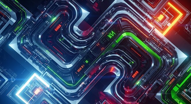 Morphing geometric shapes with a tech aesthetic.
