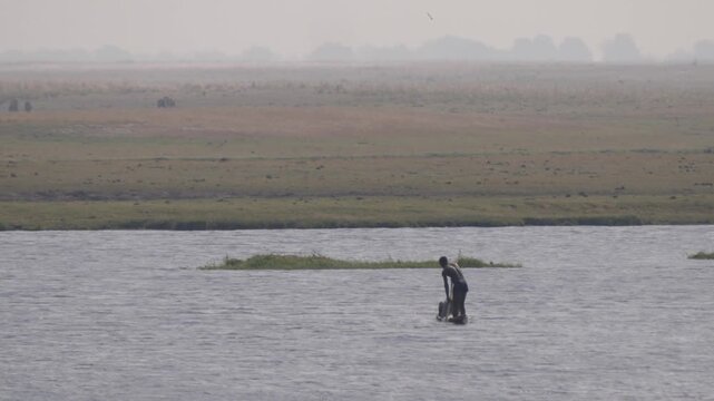 Local fisherman at Chobe National Park in Botswana 