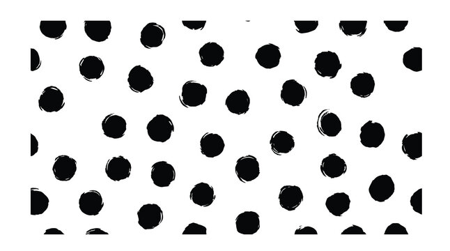 Black and white seamless pattern with hand drawn polka dots