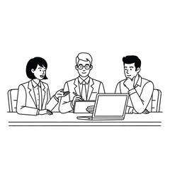 Business meeting team collaboration laptop discussion