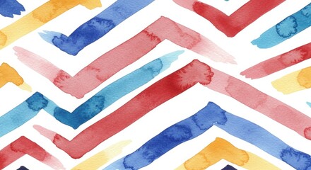 Colorful Watercolor Chevron Pattern Background