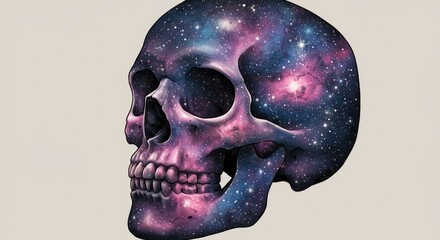 Cosmic Galaxy Skull Art Illustration