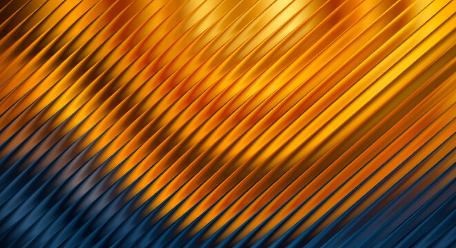Abstract background with dynamic diagonal lines, showcasing a vibrant gradient transition from warm golden orange and yellow to cool, deep blue, creating a modern and energetic visual texture
