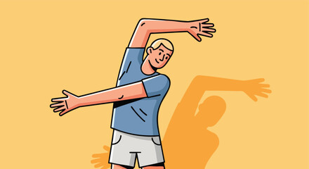 Man performing a gentle side bend stretch to improve oblique flexibility and spinal mobility.