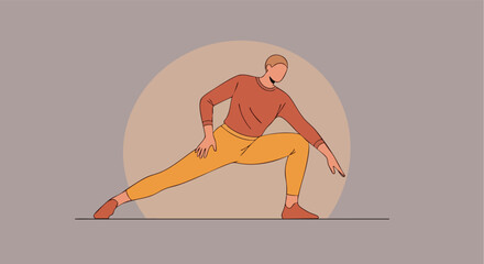 Man performing a deep low lunge (Runner's Lunge) for hip flexor and hamstring stretching.