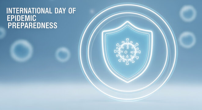 International day of epidemic preparedness shield protecting against virus symbol