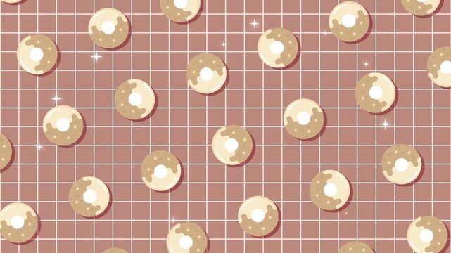 A cute and delicious chocolate donut pattern background designed for food, dessert, and sweet-themed content