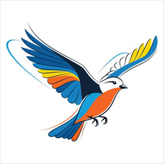 Obraz premium Vibrant bird in flight with colorful wings and whimsical sketchy style