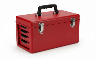 Red toolbox with a black handle