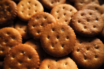 sweet Crispy Crackers Stacked in a Tasty Food Background