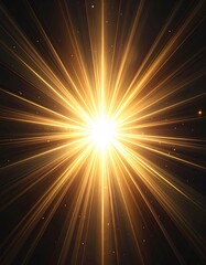Golden starburst of light on dark