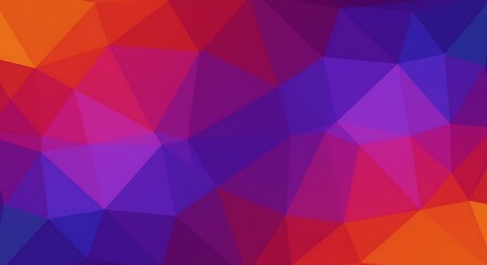 Obraz premium Geometric abstract low poly backdrop, vibrant gradient of reds, oranges, blues, and purples