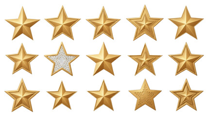 Golden stars isolated on white background, award and rating concept