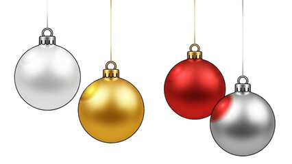 Festive Christmas Ornaments Red, Gold, and Silver Baubles for Holiday Decor