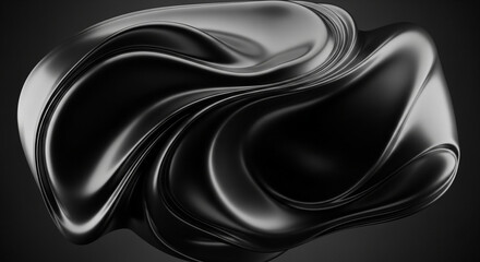 Stunning dynamic smooth black liquid flows beautifully, perfect for sleek modern backgrounds or dynamic design elements, adding a touch of elegance and power