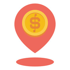location strategy with dollar coin flat icon