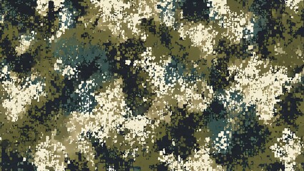 ia generated. Digital camouflage pattern in green and beige tones, ideal for military backgrounds, tactical designs, and outdoor-themed projects.
