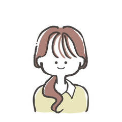 一つ結びのビジネスウーマンのベクターイラスト