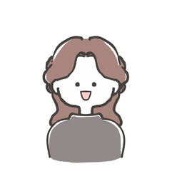 編み込みハーフアップの正面を向いた可愛い女性のイラスト