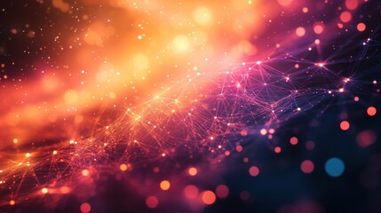 Vibrant Abstract Network with Glowing Lines and Particles