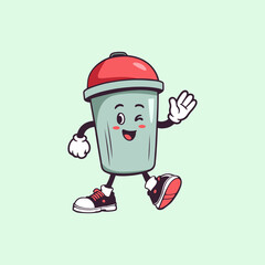 Trash can illustration. cartoon trash can character