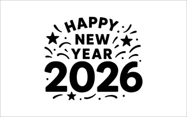 Fototapeta premium Happy New Year 2026 Typography Design 