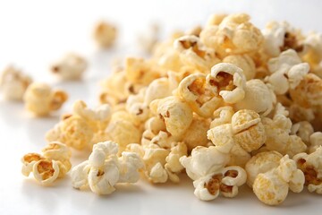 Pile of popcorn with the white kernels showing