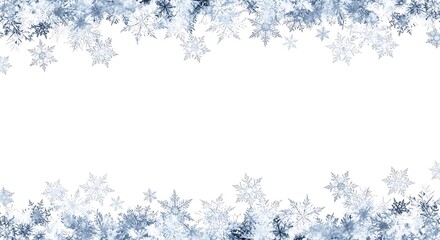Abstract winter snowflakes border design with white space for text and copy
